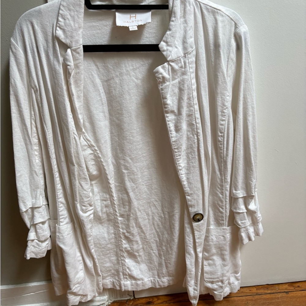 H by Halston Cream Blazer with Button Detail